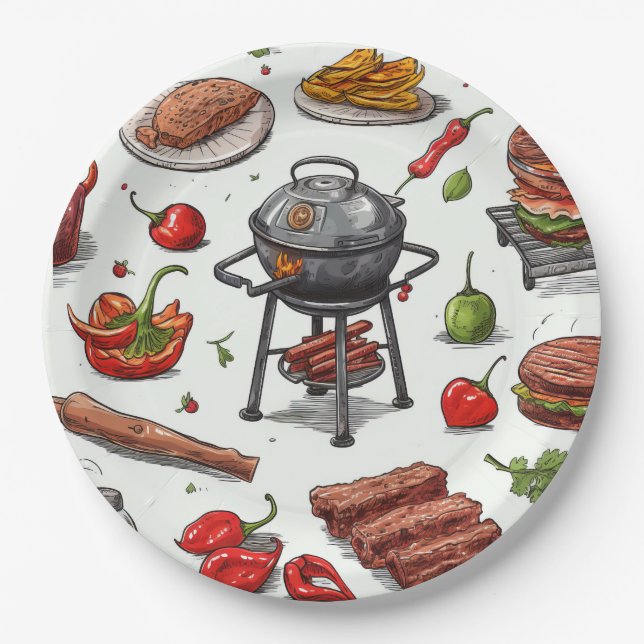 Grillen und Kühlen  Pappteller (Vorderseite)