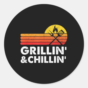 Grillen und Kühlen Rauch Fleisch Grillen Geschenk Runder Aufkleber