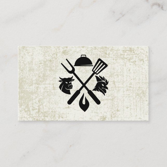 Grillen Utensils Beef Diagramm | Rindenhähnchen Visitenkarte (Vorderseite)