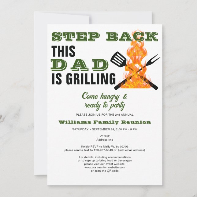 GRILLEN Vater Grilling Funny Annual Family Wieders Einladung (Vorderseite)