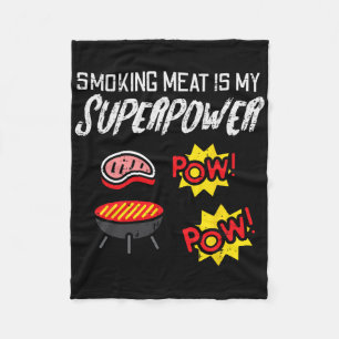 Grillen von Fleisch Meine Superkraft Bbq Barbecue Fleecedecke