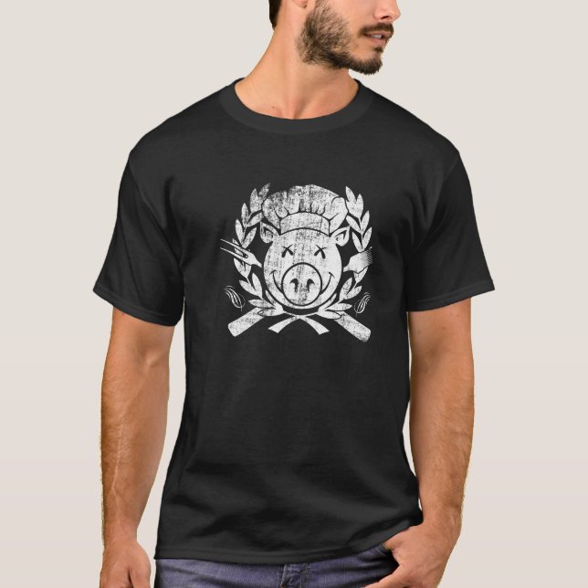 GRILLEN Wappen - getragenes Weiß T-Shirt (Vorderseite)