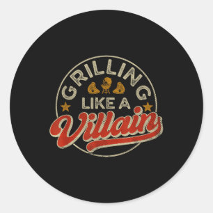 Grillen wie ein Villain Funny Grillen Barbecue Gri Runder Aufkleber