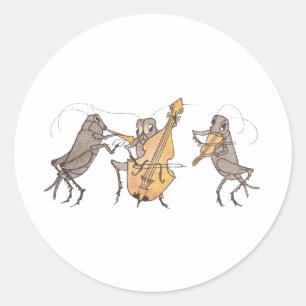 Grillenband mit Horn, Cello & Violine Runder Aufkleber