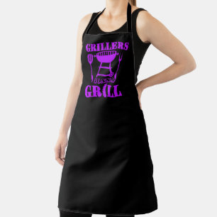 Griller Werden Grillwurst Barbecue Lila Schürze