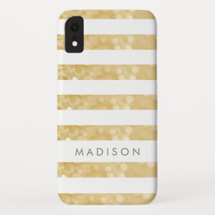 Grilles brillantes d'or coque iphone-M personnalis