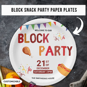 Grillfest Snack Picknick Spaß Nachbarschaft Blockp Pappteller