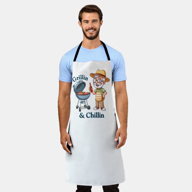 Grillin’ & Chillin" — Funny GRILLEN Design für Vat Schürze (Getragen)