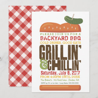 Grillin Chillin GRILLEN Invitation, Burger Barbecu Einladung