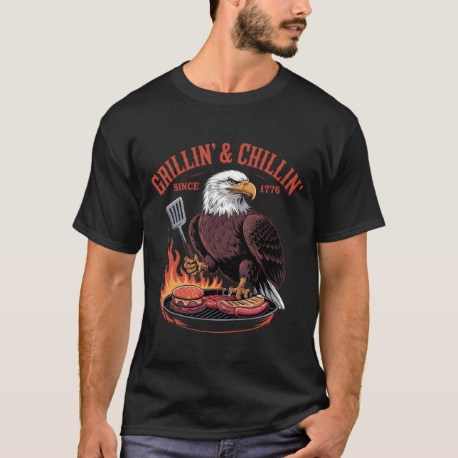 Grillin' & Chillin' Seit 1776 - Patriotischer Adle T-Shirt (Vorderseite)