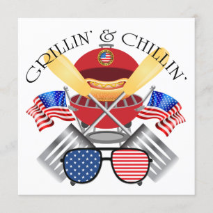 Grillin' et Chillin' Patriotic Cookout Invitation