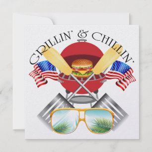 Grillin' und Chillin' Patriotic Einladung