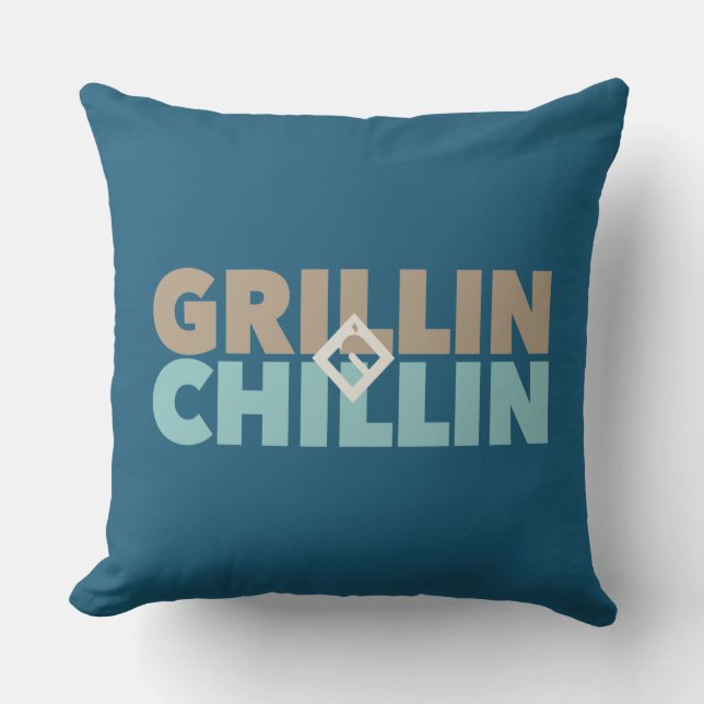 Grillin' und Chillin' Personalisiert Kissen (Vorderseite)