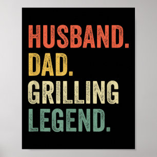Grilling Grillen Father Funny Husband Grill Vater  Poster