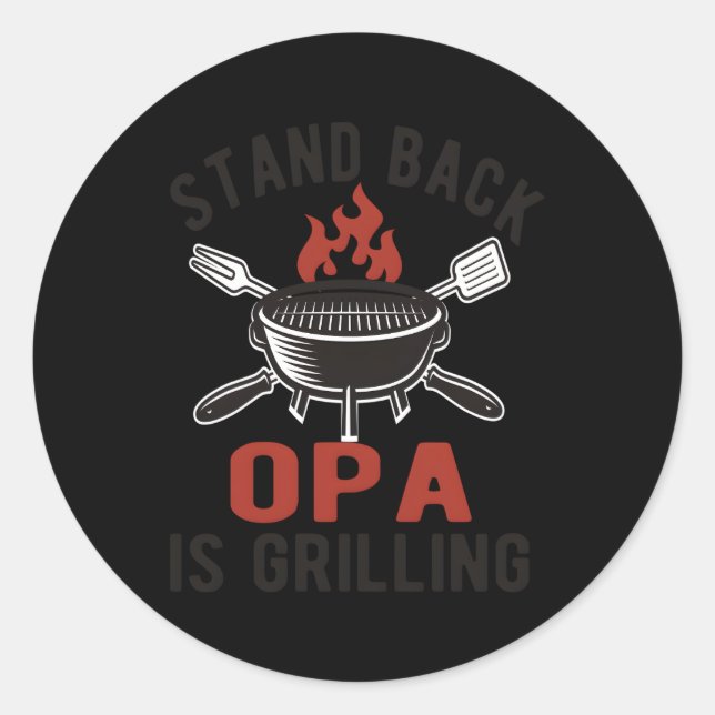 Grilling Opa Grillen Poppa Opa Runder Aufkleber (Vorderseite)