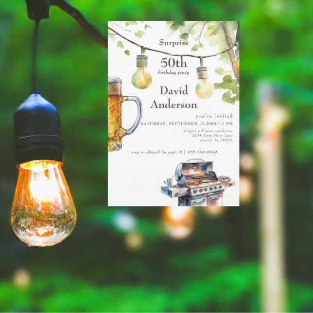 Grilling Surprise 50th Birthday Party Einladung (Von Creator hochgeladen)