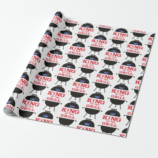 Grillkönig, blau-kronenrot geschenkpapier (Ungerollt)