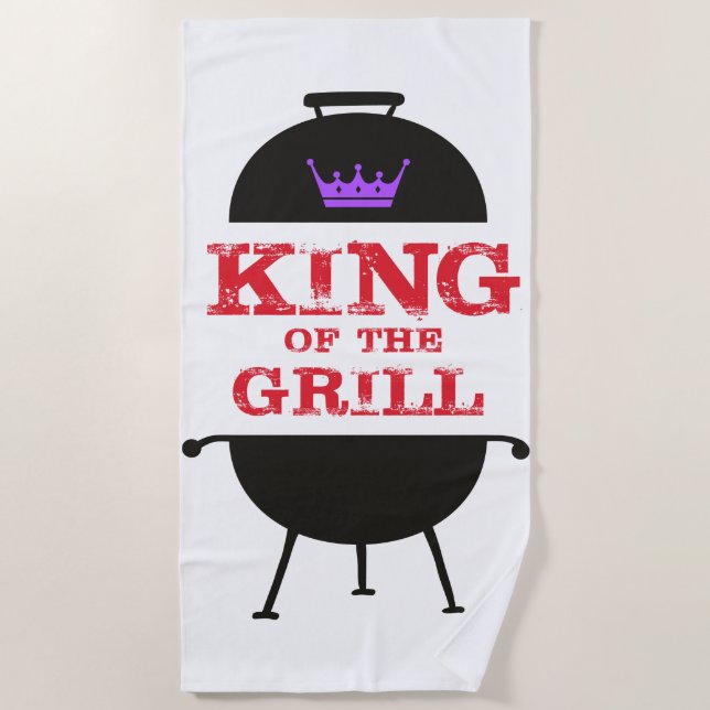 Grillkönig, Lila Kronenrot Strandtuch (Vorderseite)
