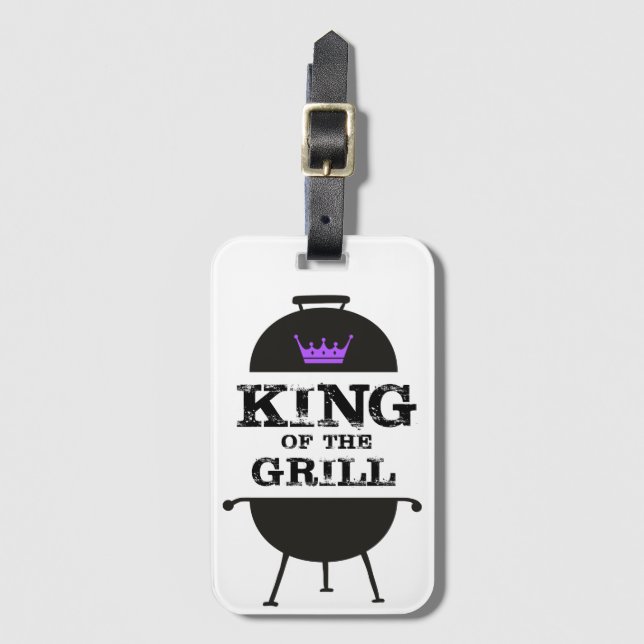 Grillkönig, Lila schwarze Krone Gepäckanhänger (Vorderseite Vertikal)