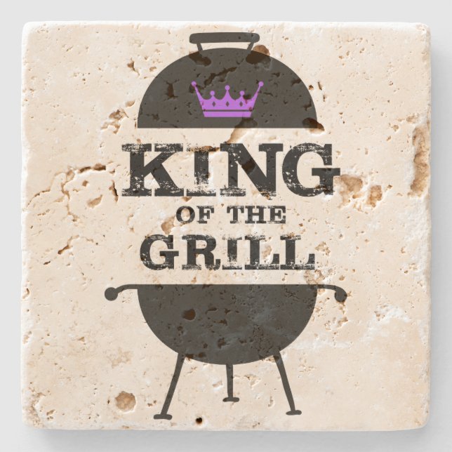 Grillkönig, Lila schwarze Krone Steinuntersetzer (Vorderseite)