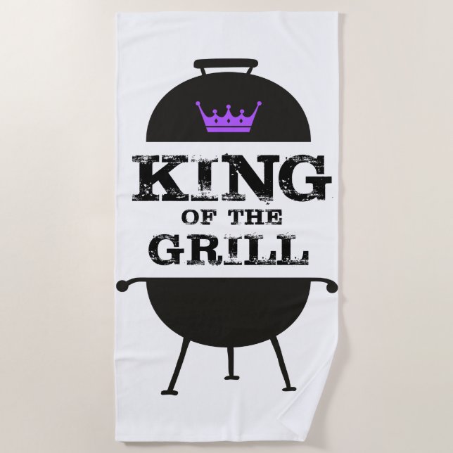 Grillkönig, Lila schwarze Krone Strandtuch (Vorderseite)