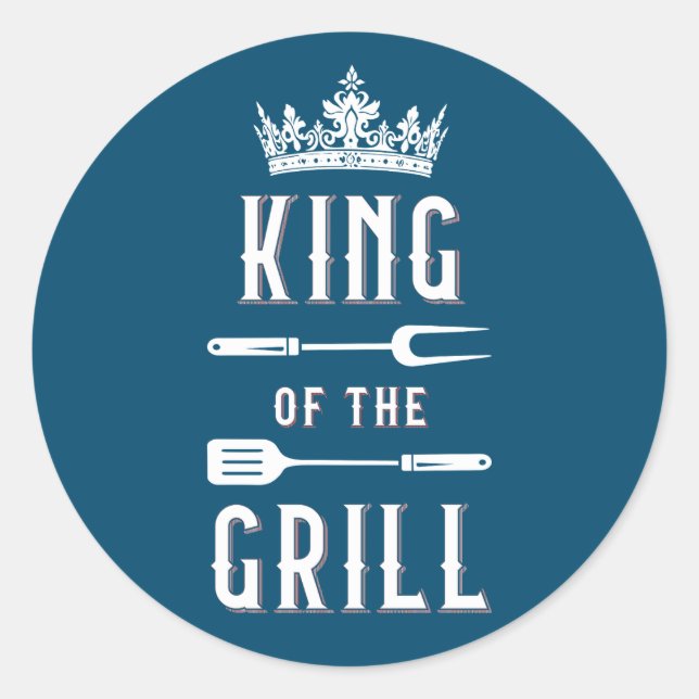 Grillkönig Runder Aufkleber (Vorderseite)