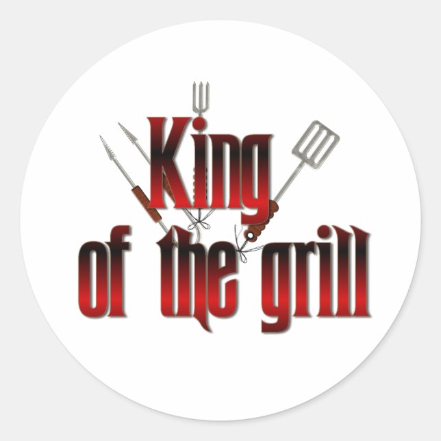 Grillkönig Runder Aufkleber (Vorderseite)