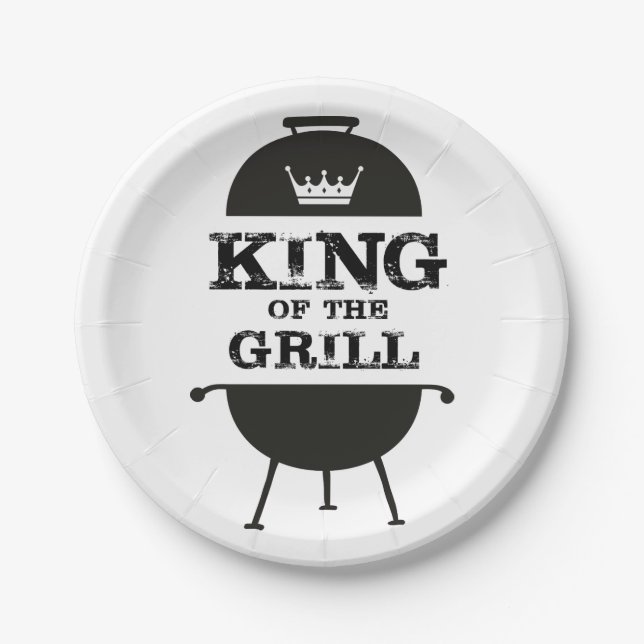 Grillkönig, Schwarz-weiße Krone Pappteller (Vorderseite)