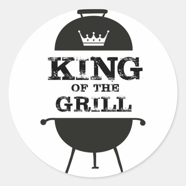 Grillkönig, Schwarz-weiße Krone Runder Aufkleber (Vorderseite)