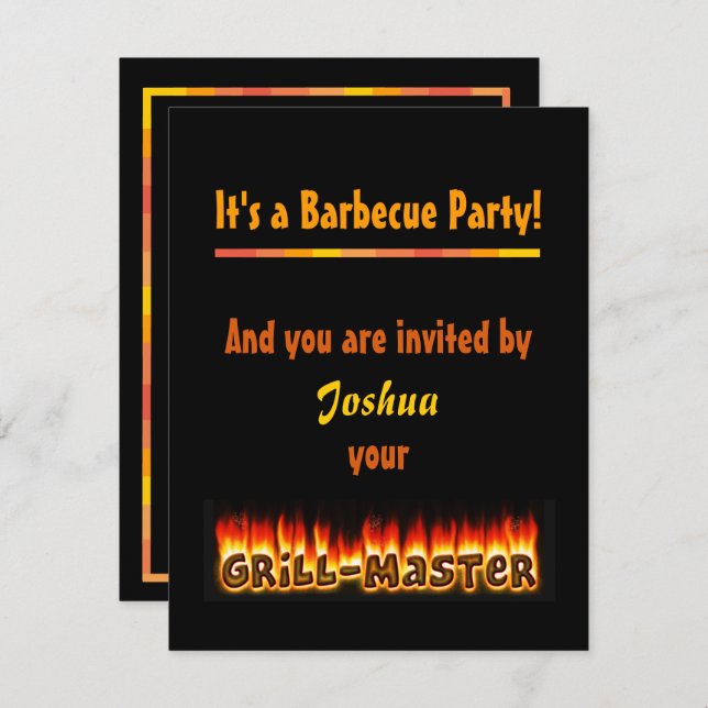 Grillmaster-Party Einladung (NameI (Vorne/Hinten)