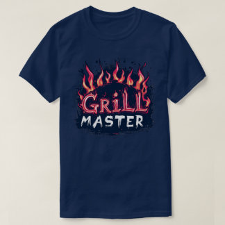 Grillmeister Flammende Barbecue-Kochkunst Typograf T-Shirt