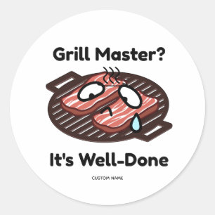 Grillmeister Gut Gemacht Lustiges BBQ Dad Geschenk Runder Aufkleber