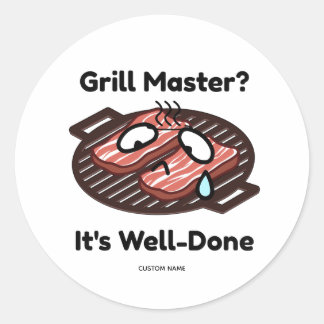 Grillmeister Gut Gemacht Lustiges BBQ Dad Geschenk Runder Aufkleber