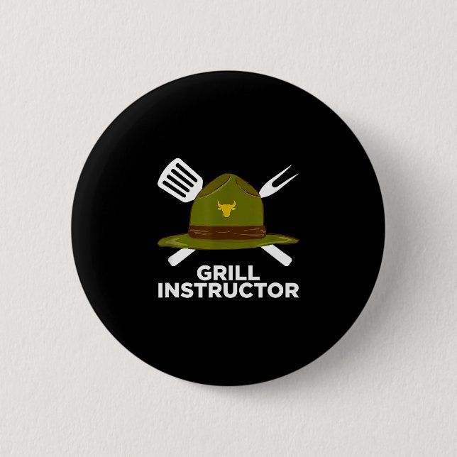 Grillmeister lustiger BBQ-Pitmaster-Grill-Vater Button (Vorderseite)