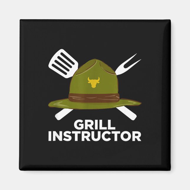 Grillmeister lustiger BBQ-Pitmaster grillender Vat Magnet (Vorne)