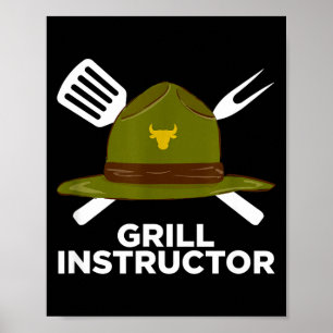 Grillmeister lustiger BBQ-Pitmaster grillender Vat Poster