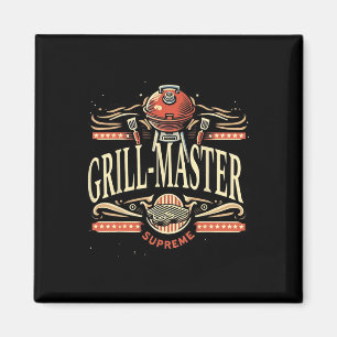 Grillmeister Supreme BBQ Lustige Grafische T-Shirt Magnet