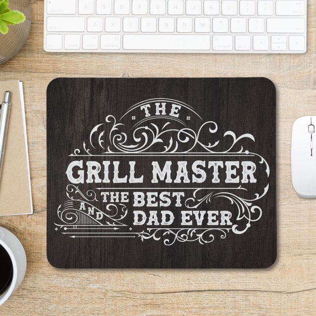 Grillmeister und Bester Vater je Vatertag Schwarz Mousepad (In situ)