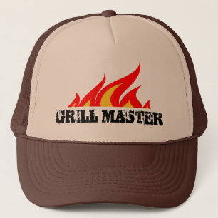 Grillvorlagenfernlastfahrerhut mit brennenden truckerkappe