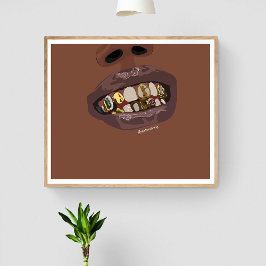 Grillz-Ästhetik, Gold Grills (Grillz) Zähnen Kunst Poster