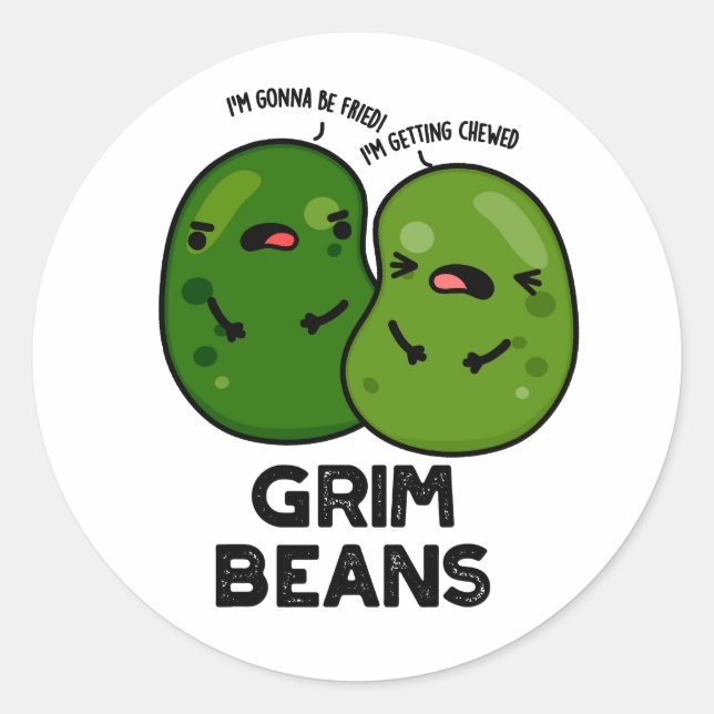 Grim Beans Funny Veggie Puns Runder Aufkleber (Vorderseite)