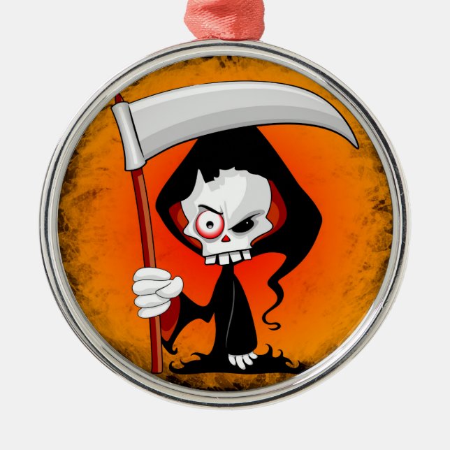 Grim Reaper Creepy Funny Cartoon Ornament Aus Metall (Vorne)