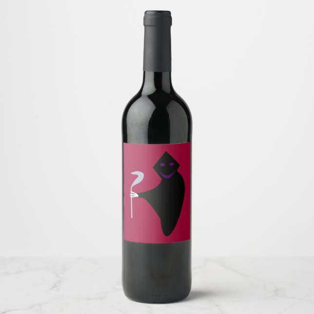 Grim Reaper Halloween Vin bouteille Étiquettes (Devant)