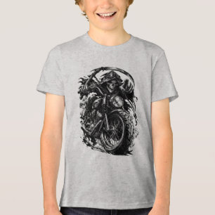 Grim Reaper Motorradfahrer Illustration Tri-Blend Shirt