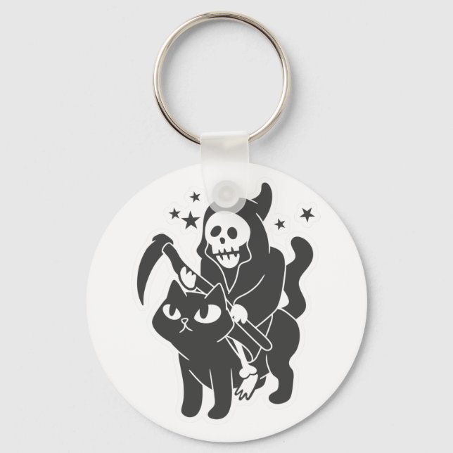 Grim reaper riding a cat - Choose background color Schlüsselanhänger (Vorderseite)