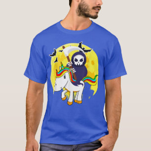 Grim Reaper Riding Unicorn Halloween Costume Boys T-Shirt