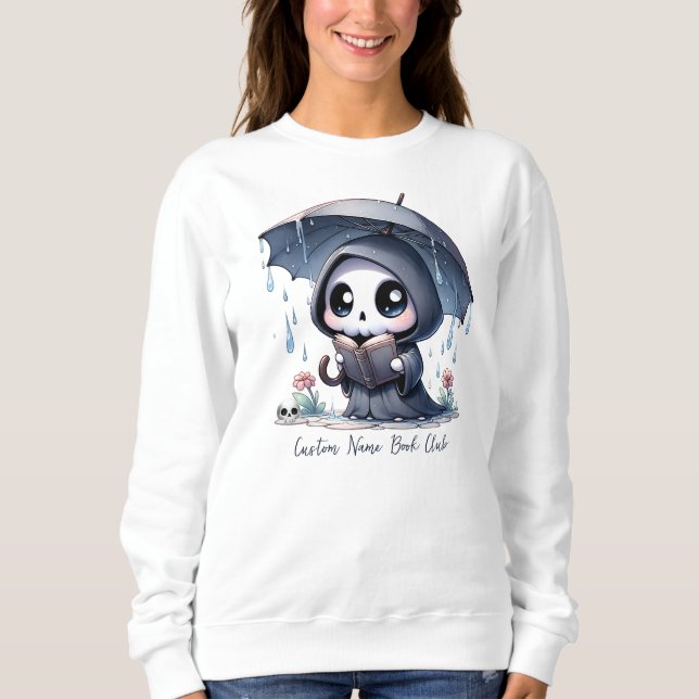 Grim Sensenmann Book Lover, Custom Book Club Sweatshirt (Vorderseite)