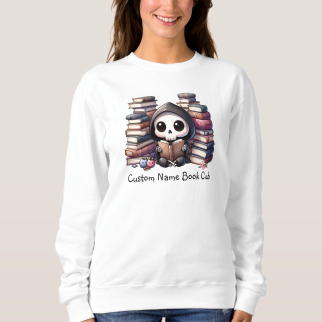 Grim Sensenmann Book Lover, Custom Book Club Sweatshirt (Vorderseite)