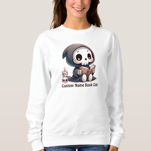 Grim Sensenmann Book Lover, Custom Book Club Sweatshirt (Vorderseite)