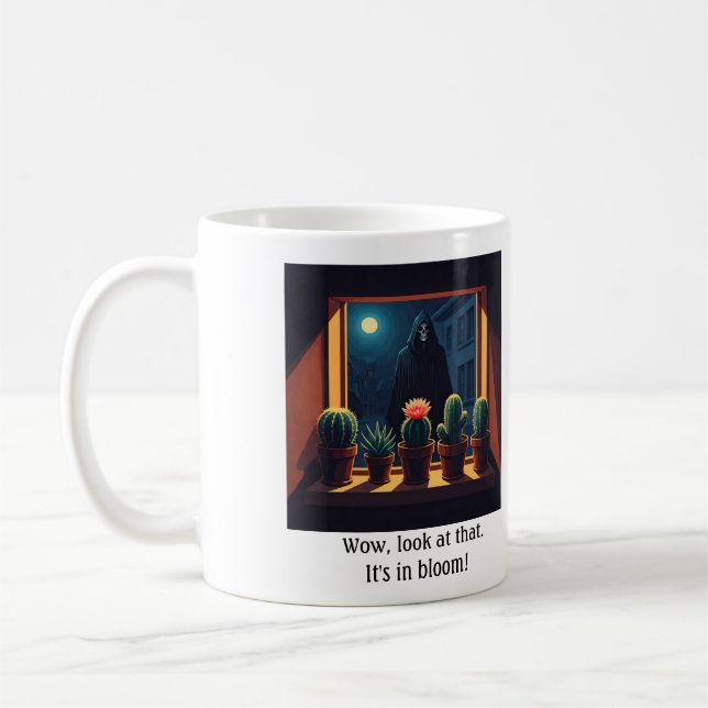Grim Sensenmann-Fenster Sill Kaktus-Tasse Kaffeetasse (Links)